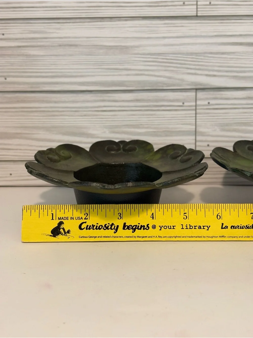 Vtg Japanese Cast Iron Lotus Flower Candle Holders Pair MCM Nambu Tekki Style